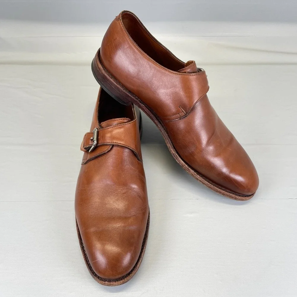 Allen Edmonds Warwick Monk Strap Dress Shoes Mens Size 9.5 D Brown Leather - USA